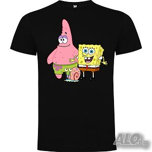 Нова детска тениска със Спондж боб (SpongeBob), Патрик и Гари