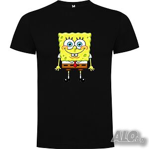 Нова детска тениска със Спондж боб (SpongeBob) в черен цвят