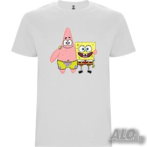 Нова детска тениска със Спондж боб (SpongeBob) и Патрик в бял цвят