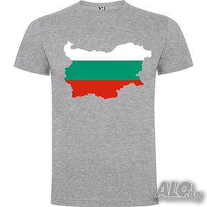Нова мъжка тениска с Картата на България в сив цвят