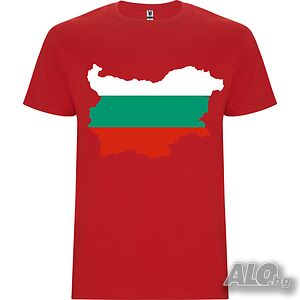 Нова мъжка тениска с Картата на България в червен цвят