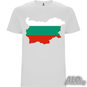 Нова мъжка тениска с Картата на България в бял цвят