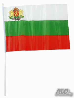 Българско знаме с Герб 30х45см с дръжка