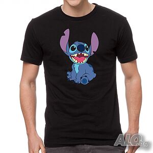 Нова мъжка тениска със Стич (Stitch) в черен цвят