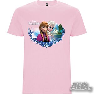 Нова детска тениска с Елза и Ана - Замръзналото Кралство (FROZEN) в розов цвят