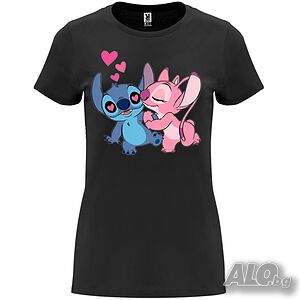 Нова дамска тениска с героите Стич и Ейнджъл (Stitch & Angel)