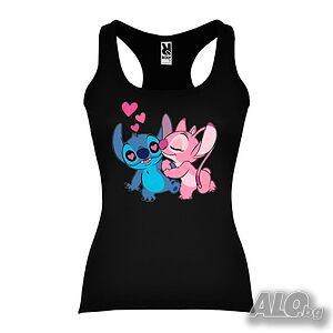Нов дамски потник с героите Стич и Ейнджъл (Stitch & Angel) в черен цвят