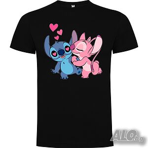 Нова детска тениска с героите Стич и Ейнджъл (Stitch & Angel)
