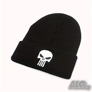 Нова зимна шапка с бяло лого Череп - Punisher