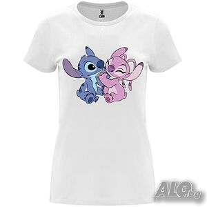 Нова дамска тениска със Стич (Stitch & Angel) в бял цвят