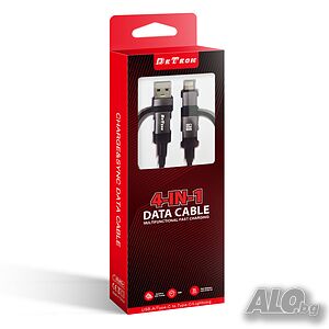 Кабел 4в1 USB към Lightning/ Type-C към Type-C - 1 метър