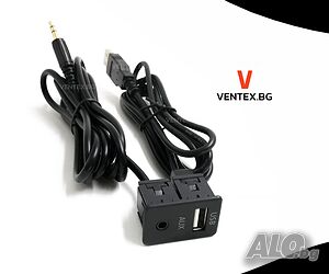 AUX USB удължител за автомобил аукс усб панел за вграждане