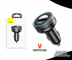 Baseus FM трансмитер за кола Безжичен Bluetooth 5.0, 2xUSB AUX LED