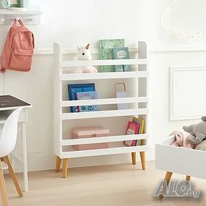 Етажерка за играчки и книги, дървена / Детска библиотека за книги