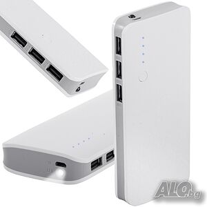 Външна батерия (Power Bank) 10 000 mAh, 3x USB и Micro-USB, 2.1A, LED фенерче