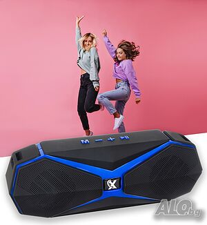 Безжична BLUETOOTH колонка Izoxis с FM радио, microSD, USB вход, Черно-синя