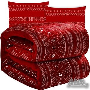 Меко топло одеяло 160x200 см + 2 бр калъфки 40х40 см - ЧЕРВЕНО или СИВО