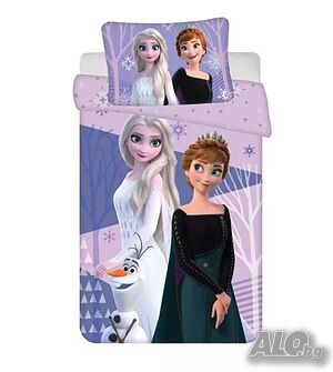 Детски спален комплект Frozen, 100% памук, 2 части, 100x135 см