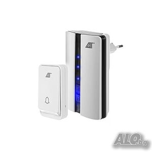 Водоустойчив безжичен звънец Malatec, Мрежово захранване, 150 м, IP44, Бял