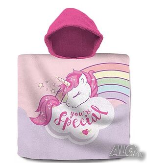 Детско плажно пончо с Еднорог/ Unicorn, 100% памук