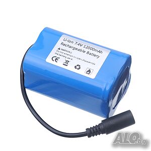 Литиево-йонна батерия за лодка за захранка 12000 mAh, 7.4V напрежение, Стандартен DC конектор