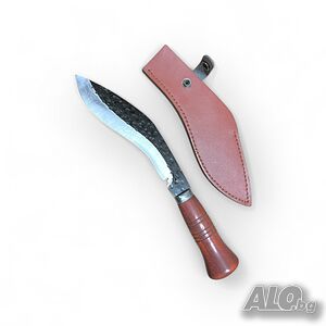 ковано кукри с дървена дръжка и кожена кания - 35.5 см