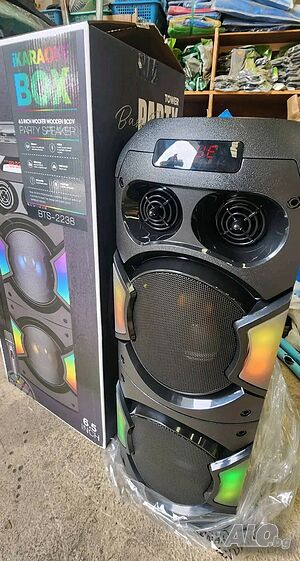Двойна караоке колона BTS 2238 с Bluetooth 2х6.5“ микрофон и светлини