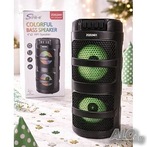 Радио тонколона Sing-e 2x4” BT/FM/USB/TF/AUX/TWS/LED № ZQS2401