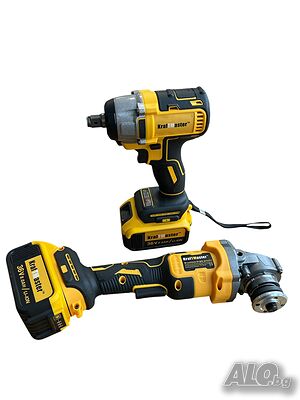 2в1 Комплект Ъглошлайф и Гайковерт с 2 Батерии 36V 8Ah и Куфар KraftMaster