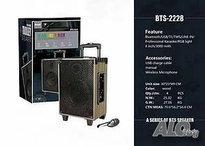 Безжична акумулаторна Bt караоке 8” тонколонка Brodu BTS-2228.
