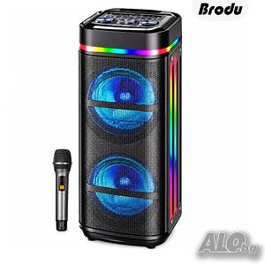 Безжична акумулаторна Bt караоке 2х12” тонколонка Brodu BTS-2459