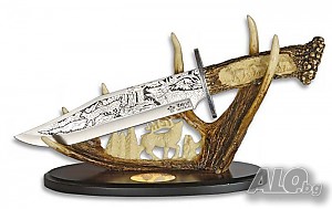Гравиран декоративен ловен нож (ЕЛЕН) 23 х 38см