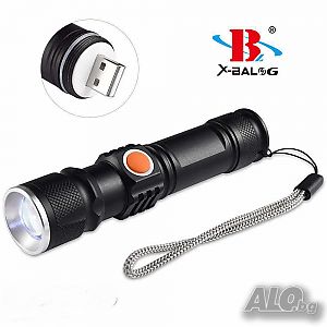 Мощен 8 см акумулаторен cree Т6 LED фенер с USB зареждане