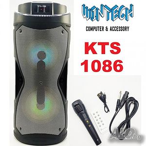 Караоке тонколона 2х6,5”, модел KTS-1086 с FM тунер, дистанционно,BLUETOOTH