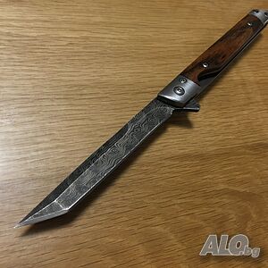 Сгъваем нож M390 - 78х194 (5) - острие ” танто+дамаск”
