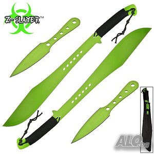 Мачете масивно голямо Zombie Apocalypse killer Green к-кт 4 бр остриета