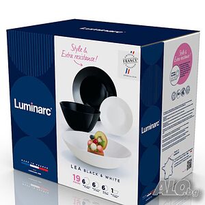 Черно-бял сервиз за хранене от 19 части Luminarc Lea Black & White