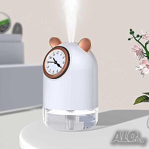 Арома дифузер с LED светлина и дигитален часовник - 300ml USB овлажнител
