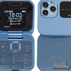 Сгъваем мобилен телефон i16 Pro - 2 SIM, камера, фенерче, FM радио