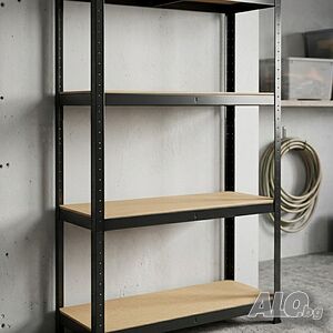 Здрав метален стелаж до 540 кг - Безвинтов гаражен рафт с 4 нива 150x75x30 см
