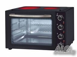 Готварска печка Voltz с 2 котлона с инфрачервен нагреватели 1000W и 1500W, 45л.