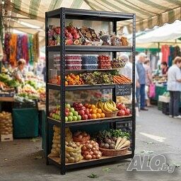 Здрав метален стелаж - Безвинтов гаражен рафт с 4 нива 150x70x30 см