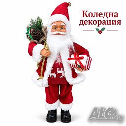 Коледна фигура Дядо Коледа 60 см, стояща декорация в червено и бяло