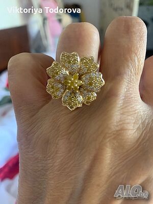 14К златен пръстен Van Cleef& Arpels-с diamanti