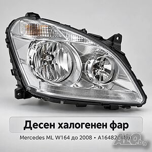 Десен халогенен фар TYC Mercedes ML W164 до 2008 - A1648204861