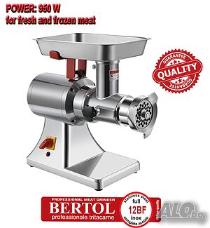 ПРОФЕСИОНАЛНИ Mесомелачки за мелене на прясно и замразено месо BERTOL 12BF - 950 W