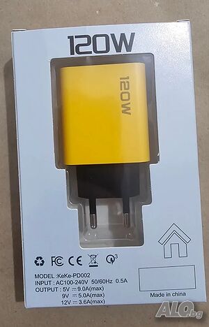 Бързо зарядно устройство 120W, двоен PD + USB, съвместимост Apple/Huawei/Xiaomi/Samsung