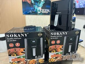 ПРОМО!! Фритюрник с горещ въздух за здравословно хранене без мазнини Sokany 8L 2000W