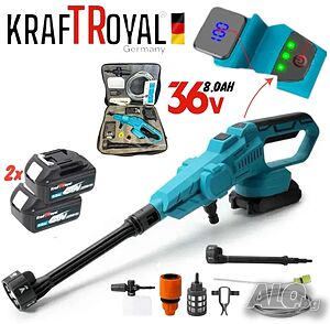 Акумулаторна Безчеткова Водоструйка KRAFTROYAL 6в1 36V 8,0AH 15bar 1600W с Дисплей, 2 Батерии