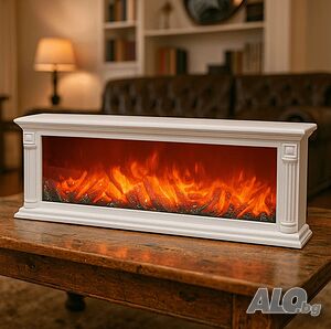 Декоративна LED камина с ефект на истински пламък, 102x30x15см